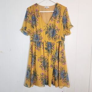 Madewell Sweetgrass Ruffle-Sleeve Dress In Painted Blooms Size 12